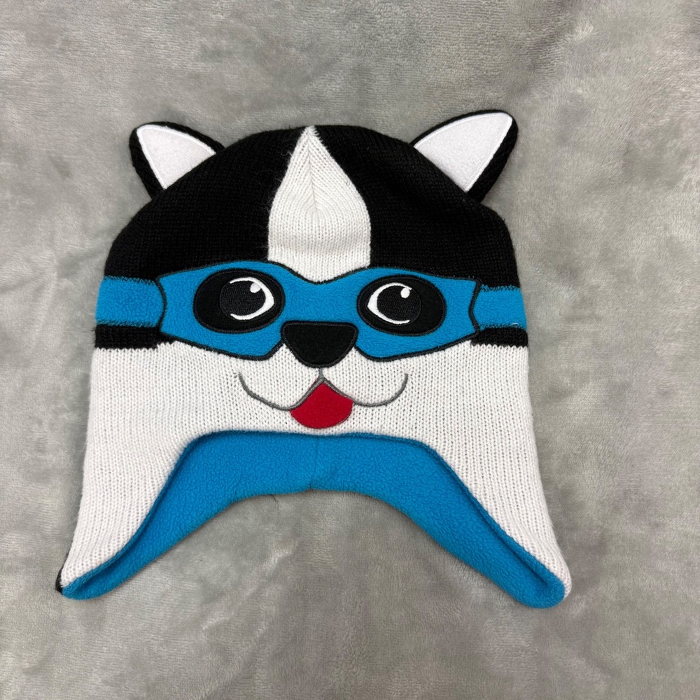 Wonder‎ Nation Kids Beanie Hat 2T-5T Black White Blue Animal Ears